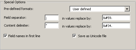 Database Export Dialog Box