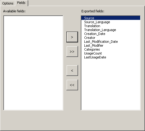 Database Export Dialog Box